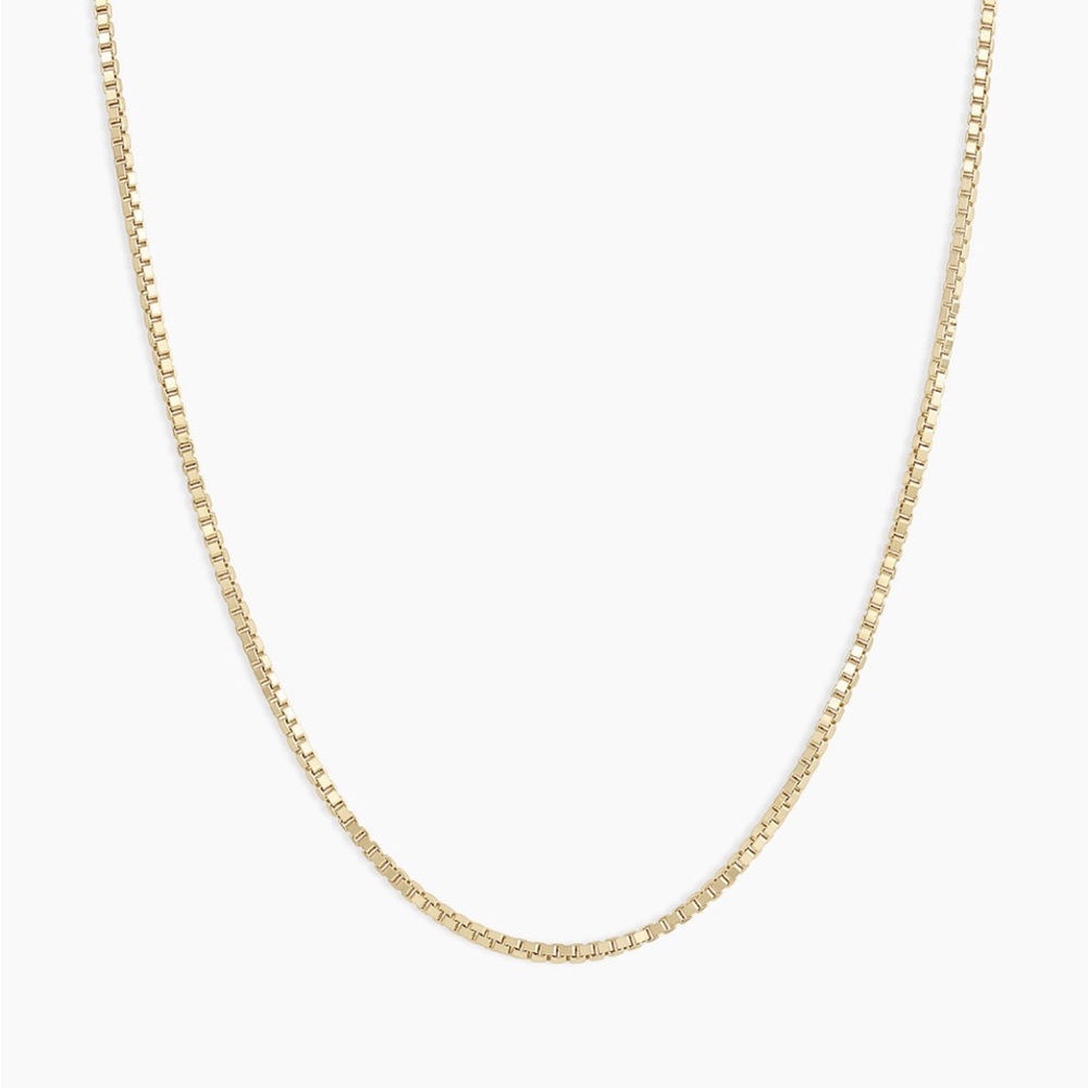 Solid 14k Gold Choker Box Chain Necklace